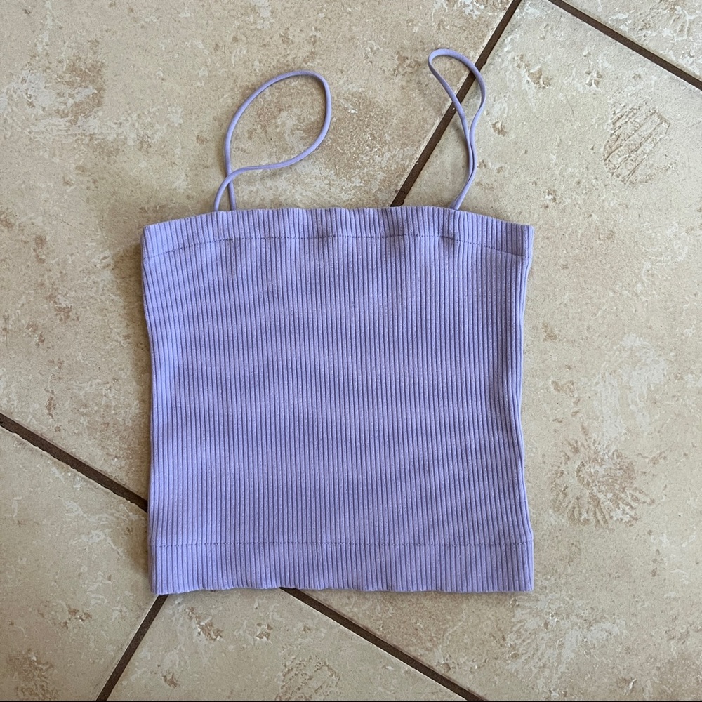 American Eagle Preowned Bungee Square Neck Ribbed Crop Top
